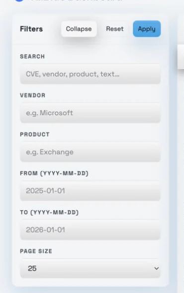Tight crop of AllBlue search, vendor, product, date, and page-size filters